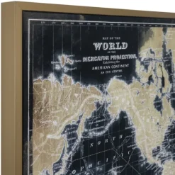 Kirkland's Home World Map On Black Framed Art Print- Framed Art