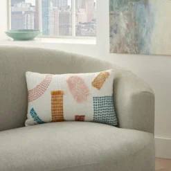 Kirkland's Home Woven Geometric Patches Lumbar Pillow- Pillows