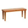 Kirkland's Home Woven Leather Textured Wood Bench- Benches & Ottomans