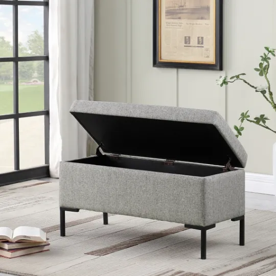 Kirkland's Home Woven Polyester Storage Bench- Benches & Ottomans