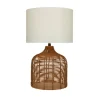 Kirkland's Home Woven Rattan Base Ivory Shade Table Lamp- Table Lamps