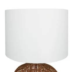 Kirkland's Home Woven Rattan Base Ivory Shade Table Lamp- Table Lamps