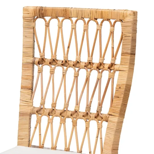 Kirkland's Home Woven Rattan White Cushion Dining Chairs, Set Of 2- Dining Chairs