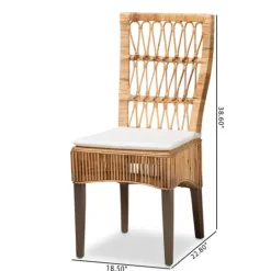 Kirkland's Home Woven Rattan White Cushion Dining Chairs, Set Of 2- Dining Chairs