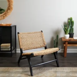 Kirkland's Home Woven Seagrass And Teakwood Accent Chair- Accent Chairs