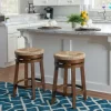 Kirkland's Home Woven Seagrass Walnut Wood Swivel Counter Stool- Bar Stools & Counter Height Stools