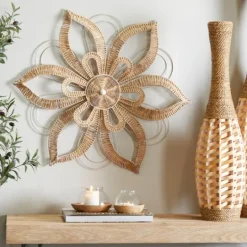 Kirkland's Home Woven Wicker And Wire Flower Wall Plaque- Wall Plaques