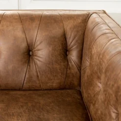 Kirkland's Home Wyatt Chester Faux Leather Formal Sofa- Sofas & Loveseats