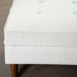 Kirkland's Home Wyatt Ecru Woven Ottoman- Benches & Ottomans