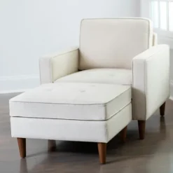 Kirkland's Home Wyatt Ecru Woven Ottoman- Benches & Ottomans
