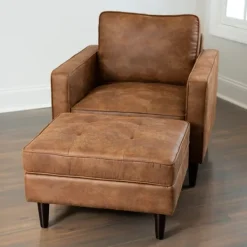 Kirkland's Home Wyatt Faux Leather Ottoman- Benches & Ottomans