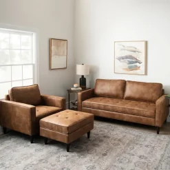Kirkland's Home Wyatt Faux Leather Ottoman- Benches & Ottomans