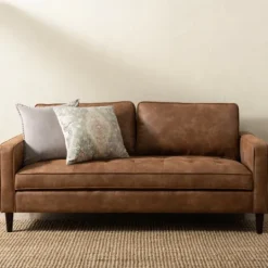 Kirkland's Home Wyatt Faux Leather Sofa- Sofas & Loveseats
