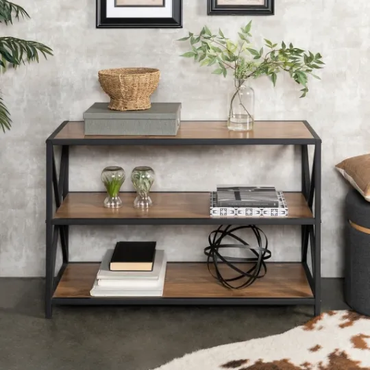 Kirkland's Home X-Frame 3-Tier Barnwood Bookshelf- Office Furniture