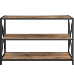 Kirkland's Home X-Frame 3-Tier Barnwood Bookshelf- Office Furniture