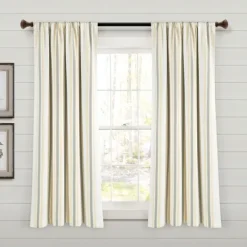 Kirkland's Home Yellow & Gray Farmhouse Curtain Panel Set, 63 In.- Curtains & Drapes
