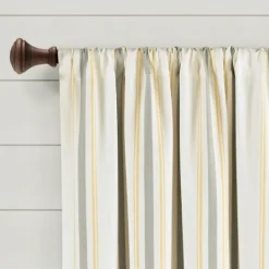 Kirkland's Home Yellow & Gray Farmhouse Curtain Panel Set, 63 In.- Curtains & Drapes