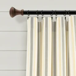 Kirkland's Home Yellow & Gray Farmhouse Curtain Panel Set, 95 In.- Curtains & Drapes