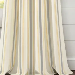 Kirkland's Home Yellow & Gray Farmhouse Curtain Panel Set, 95 In.- Curtains & Drapes