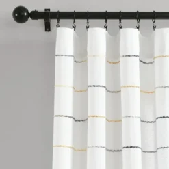 Kirkland's Home Yellow And Gray Stripe Curtain Panel Set, 84 In.- Curtains & Drapes