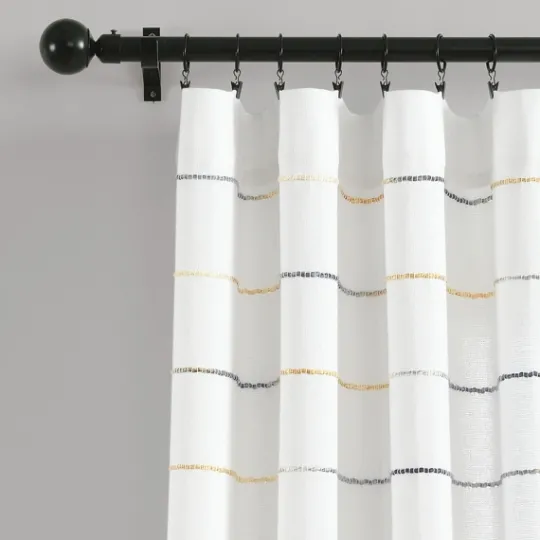Kirkland's Home Yellow And Gray Stripe Curtain Panel Set, 84 In.- Curtains & Drapes