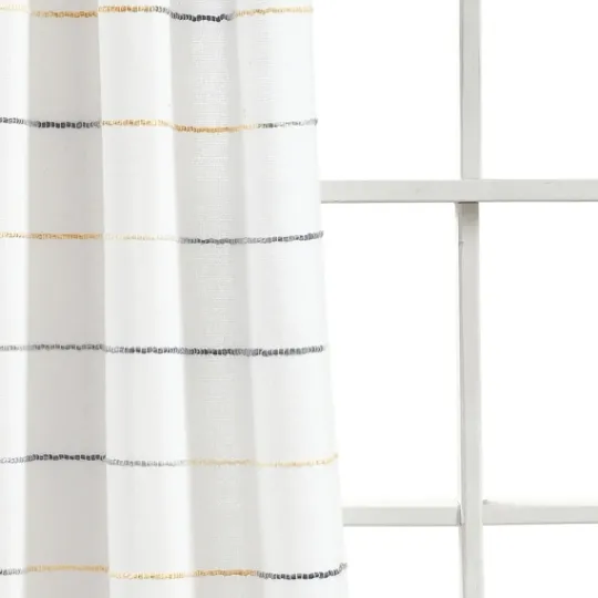 Kirkland's Home Yellow And Gray Stripe Curtain Panel Set, 84 In.- Curtains & Drapes