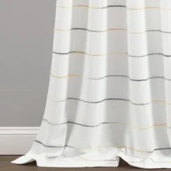 Kirkland's Home Yellow And Gray Stripe Curtain Panel Set, 84 In.- Curtains & Drapes