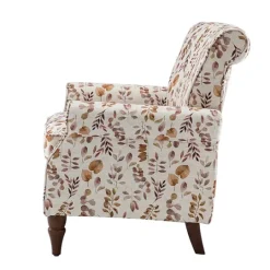 Kirkland's Home Yellow And Orange Leaf Upholstered Accent Chair- Accent Chairs