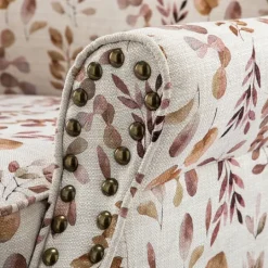 Kirkland's Home Yellow And Orange Leaf Upholstered Accent Chair- Accent Chairs