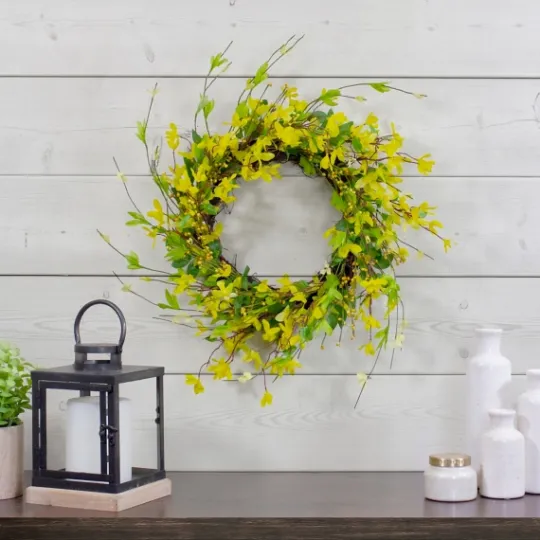 Kirkland's Home Yellow Forsythia Spiral Wreath- Wreaths
