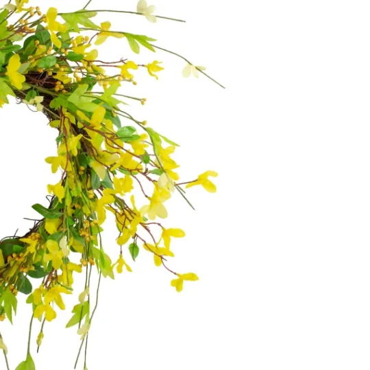 Kirkland's Home Yellow Forsythia Spiral Wreath- Wreaths