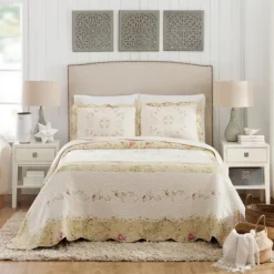 Kirkland's Home Yellow Prairie Bloom King Bedspread- Bedspreads & Coverlets