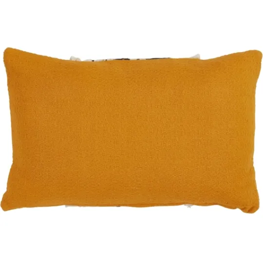 Kirkland's Home Yellow Wave Stitched Fringe Lumbar Pillow- Pillows