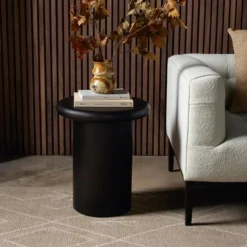 Kirkland's Home Zach Charcoal Wood Pedestal End Table- Accent & End Tables